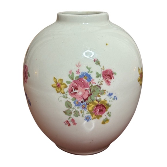 Vintage Flower Vase ANJOU Cottage Pink Rose Mauve Blue Ivory Cream Floral Decor - Picture 5 of 11